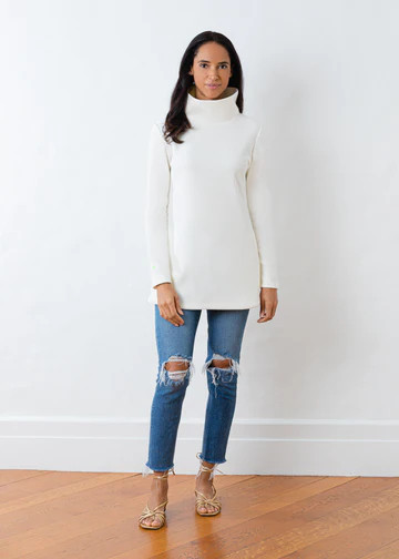 Cobble Hill Turtleneck in Terry Fleece (Off-White) | Dudley Stephens
