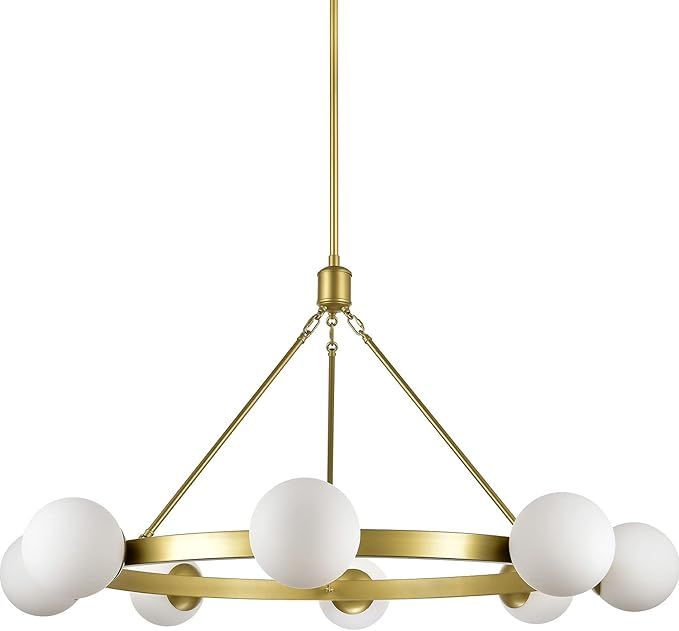 Linea di Liara Caserti 8 Light Gold Chandelier Light Fixture Mid Century Modern Globe Round Chand... | Amazon (US)
