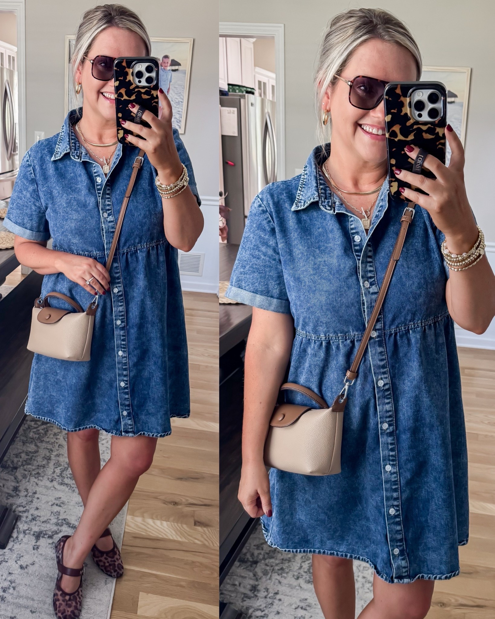 Today’s running errands ootd. Love the denim shirt dress for early fall when it’s still hot! This would make a great teacher outfit too! I’m in size small in the dress. Leopard mesh flats run tts. 


#LTKSeasonal #LTKFindsUnder50 #LTKStyleTip
