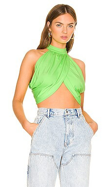 superdown Emani Wrap Crop Top in Neon Green from Revolve.com | Revolve Clothing (Global)