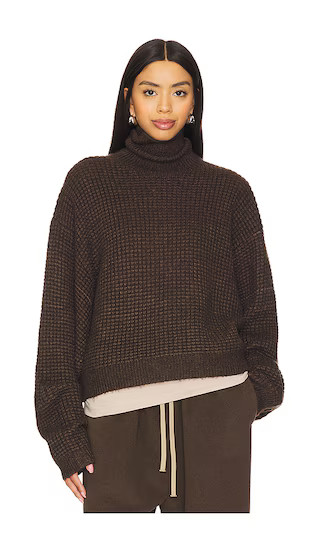 Cropped Turtleneck Sweater in Brown | Revolve Clothing (Global)