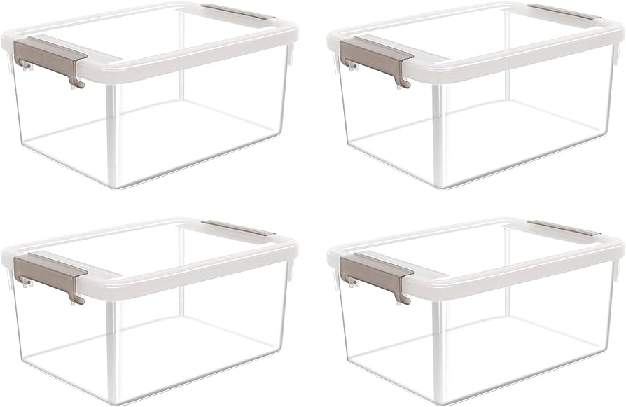 Citylife 4 Packs Small Storage Bins with Lids 3.2 QT Plastic Storage Containers for Organizing St... | Amazon (US)