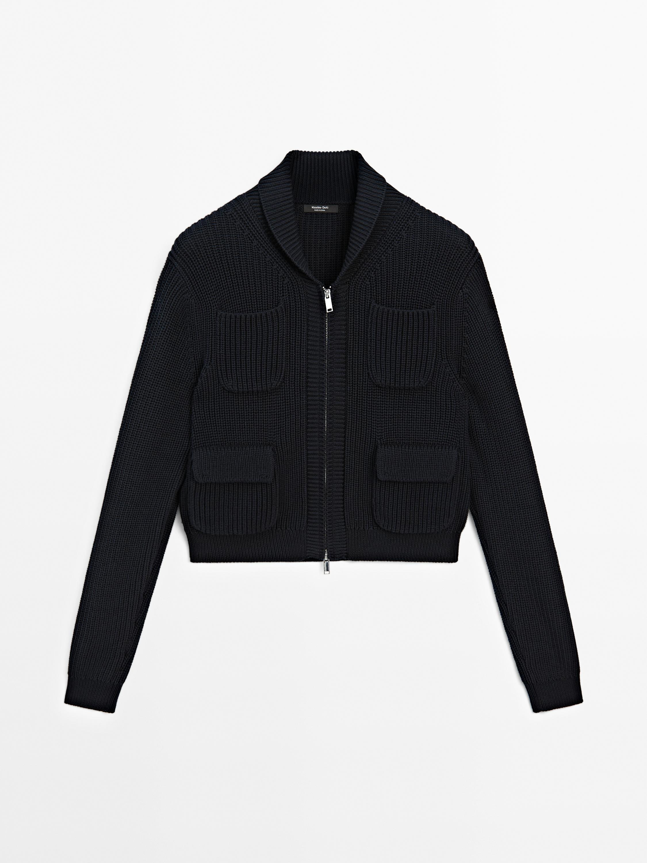 Zip-up knit cardigan | Massimo Dutti UK