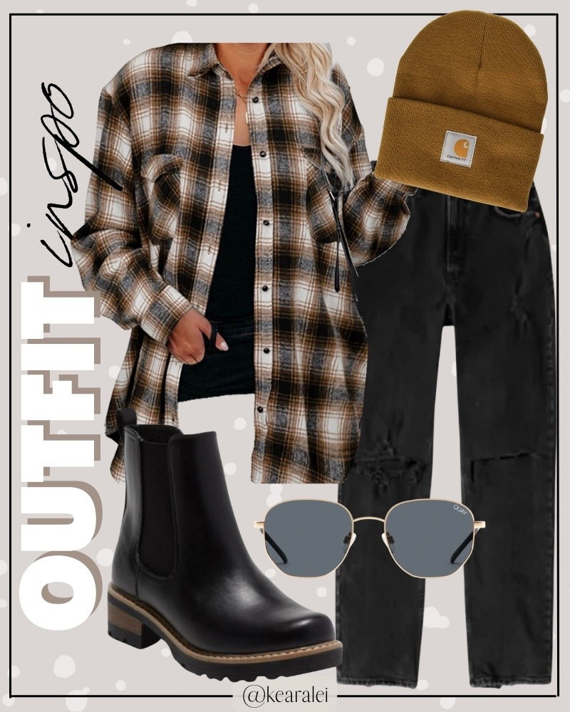 fall winter outfits Amazon fashion plaid shacket outfit casual outfit brown black tan white plaid shirt jacket shackets with black bodysuit and black Abercrombie distressed jeans high waisted 90’s Abercrombie & fitch black platform Chelsea boots lug sole boots and camel brown tan taupe carharrt beanie || #fall #outfits #outfit #casual #shacket #plaid #carharrt #beanie #Abercrombie #amazon #dsw #nordstrom #forever21 . 
.
.
teacher outfits, business casual, casual outfits, neutrals, street style, Midi skirt, Maxi Dress, Swimsuit, Bikini, Travel, skinny Jeans, Puffer Jackets, Concert Outfits, Cocktail Dresses, Sweater dress, Sweaters, cardigans Fleece Pullovers, hoodies, button-downs, Oversized Sweatshirts, Jeans, High Waisted Leggings, dresses, joggers, fall Fashion, winter fashion, leather jacket, Sherpa jackets, Deals, shacket, Plaid Shirt Jackets, apple watch bands, lounge set, Date Night Outfits, Vacation outfits, Mom jeans, shorts, sunglasses, Disney outfits, Romper, jumpsuit, Airport outfits, biker shorts, Weekender bag, plus size fashion, Stanley cup tumbler, boots booties take over the knee, ankle boots, Chelsea boots, combat boots, pointed toe, chunky sole, heel, sneakers, slip on shoes, Nike, adidas, vans, dr. marten’s, ugg slippers, golden goose, sandals, high heels, loafers, Birkenstock Birkenstocks, Target, Abercrombie and fitch, Amazon, Shein, Nordstrom, H&M, forever 21, forever21, Walmart, asos, Nordstrom rack, Nike, adidas, Vans, Quay, Tarte, Sephora


#LTKSeasonal #LTKootd #LTKSaleAlert