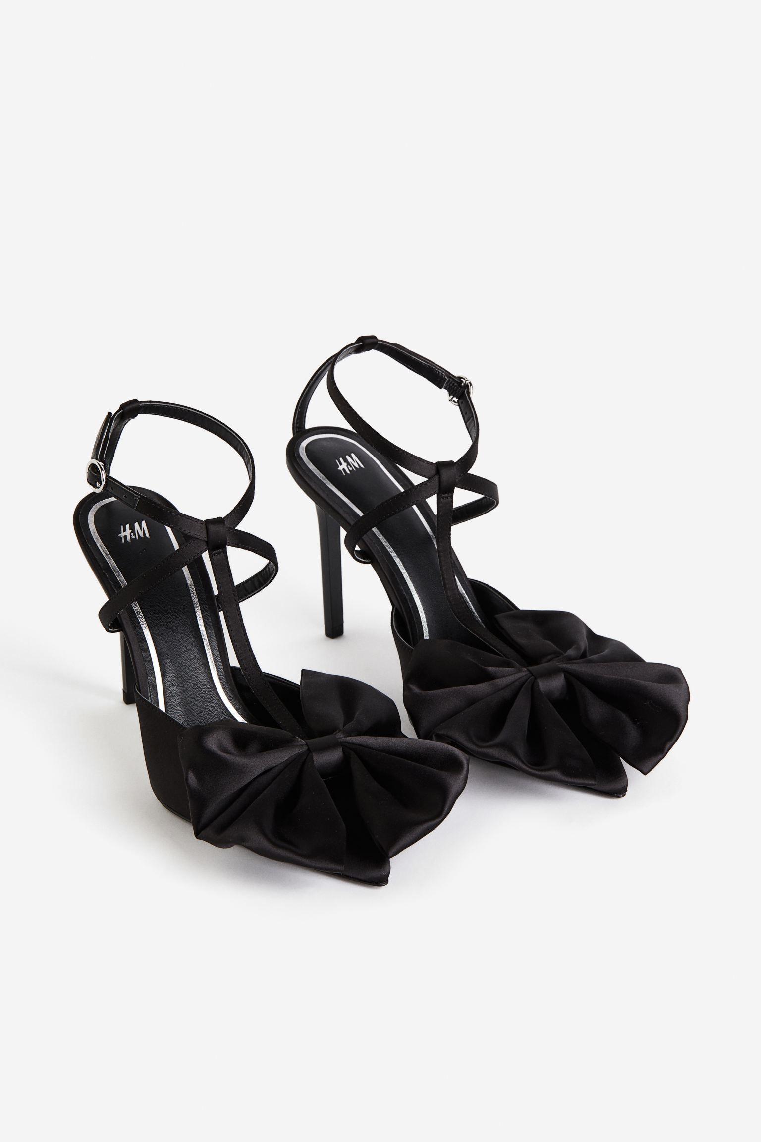 Bow-detail heels - Black - Ladies | H&M GB | H&M (UK, MY, IN, SG, PH, TW, HK)