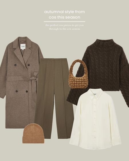COS, Autumn Style, Brown Coat, Neutral Coat, Trousers, Brown Knit, Chunky Knit, Brown Tones, Shirt, Classic Shirt, Workwear, Chic, Autumnal Tones.

#LTKfindsunder100 #LTKfindsunder50 #LTKSeasonal