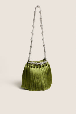 Moss Green Tassel Evening Knotty Bag | Tuckernuck (US)