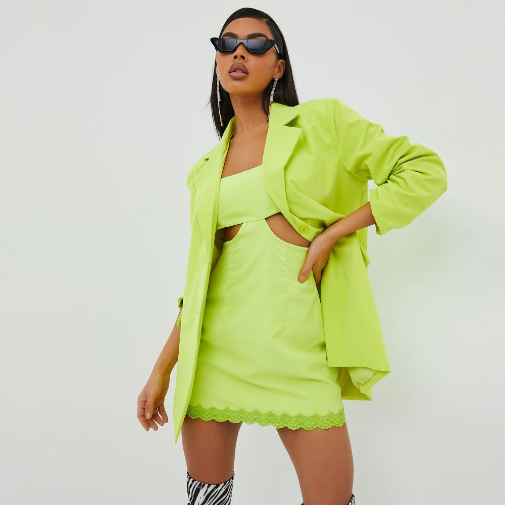Oversized Blazer In Lime Green Woven | EGO Shoes (US & Canada)