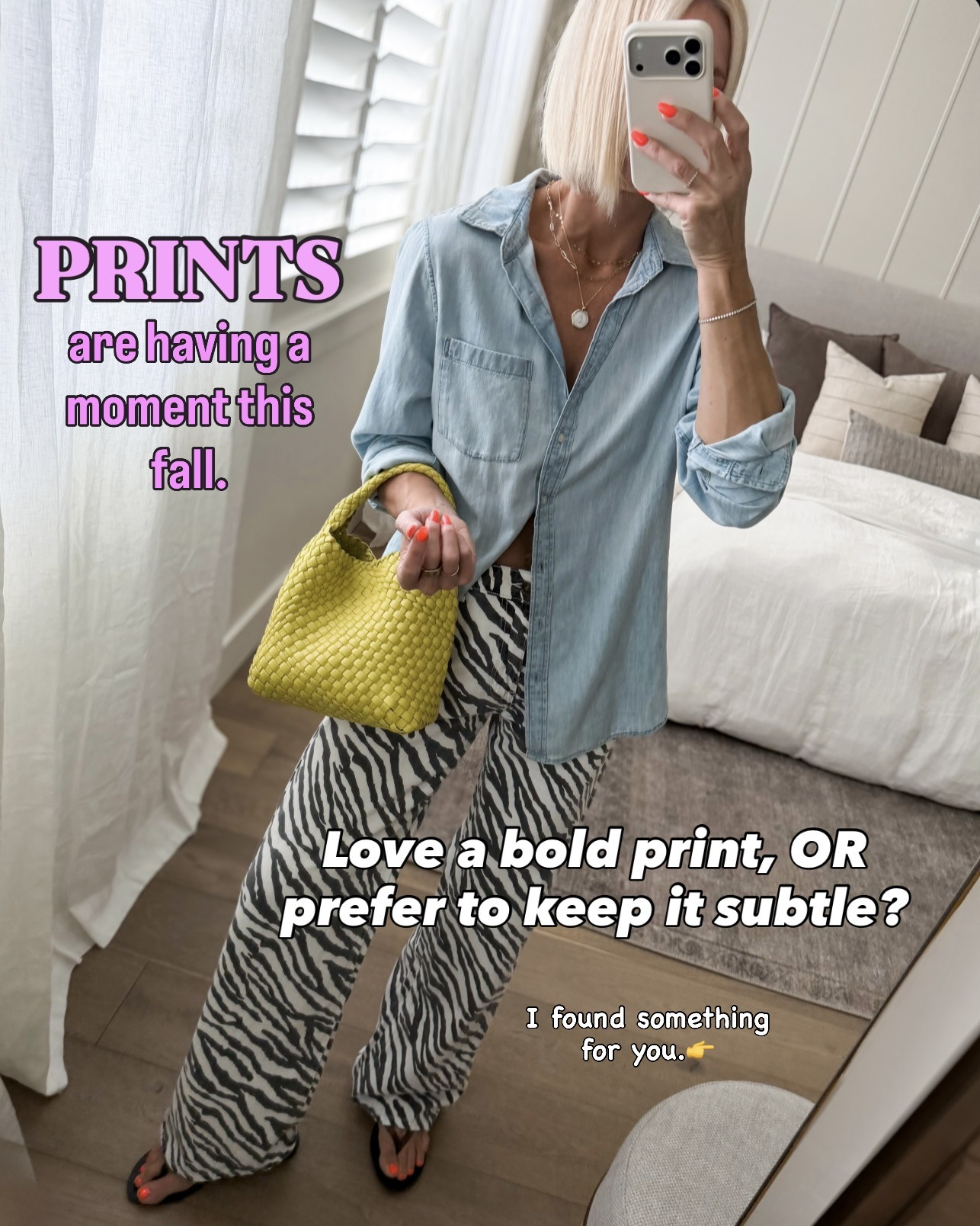 If your fall wardrobe is feeling a little… blah … Consider this your sign to add a little PRINT!
I’m talking everything from classic stripes and polka dots to plaid + a few fun animal prints.
* Everything fits true to size unless noted below⬇️
Zebra pants: size down, wearing a small
Denim shirt: size up wearing a large
Striped short sleeve sweater fits tts — cuffed the sleeves!
Green barrel pants fit tts - wearing 4 LONG. Great if you need the inseam length 
Sized up in white t shirt.
Striped polo sweater - consider sizing up for a slouchier fit.
Always go 1/2 size down in adidas’s

#LTKmomlife #LTKOver40 #LTKootd