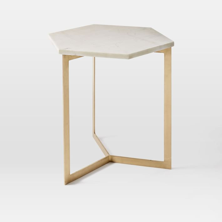 Hex Side Table (15.5") - Antique Brass | West Elm (US)
