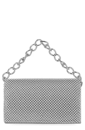 Jessica McClintock Damiana Beaded Metal Mesh Clutch in Silver at Nordstrom Rack | Nordstrom Rack