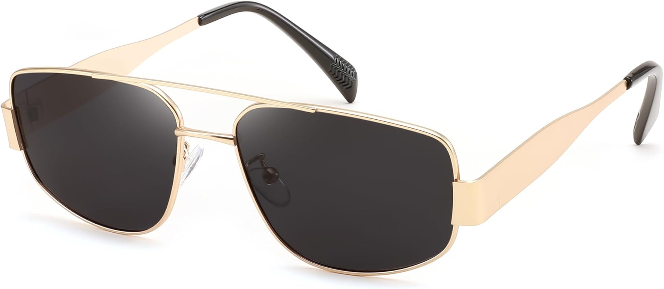 Amazon.com: FEISEDY Retro Polarized Aviator Sunglasses for Women Men Trendy Vintage Rectangle 70s... | Amazon (US)