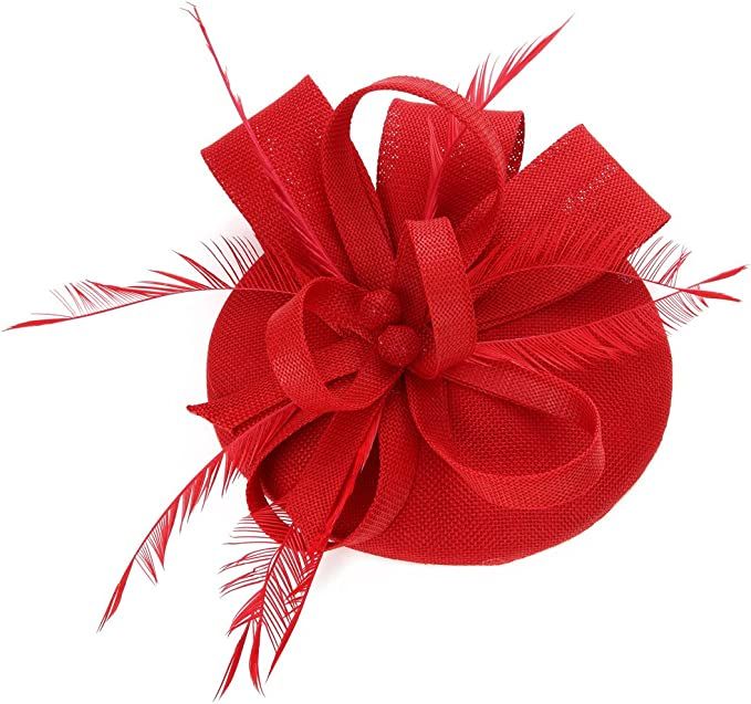 Sinamay Feather Fascinators Womens Pillbox Flower Derby Hat for Cocktail Ball Wedding Church Tea ... | Amazon (US)