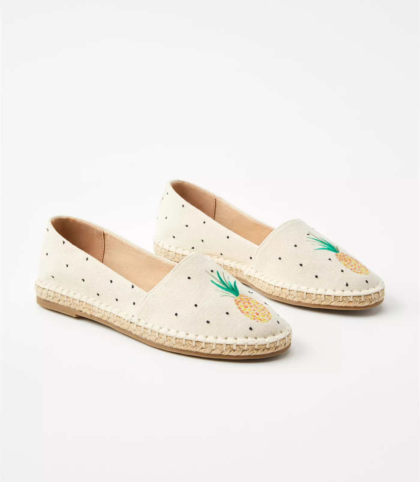 Pineapple Embroidered Espadrille Flats | LOFT