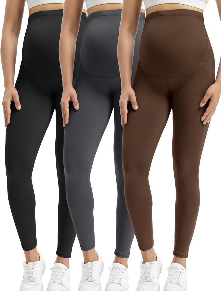 Buttergene Women's Maternity Leggings over the Belly Pregnancy Active Wear Workout Yoga Tights Pa... | Amazon (US)