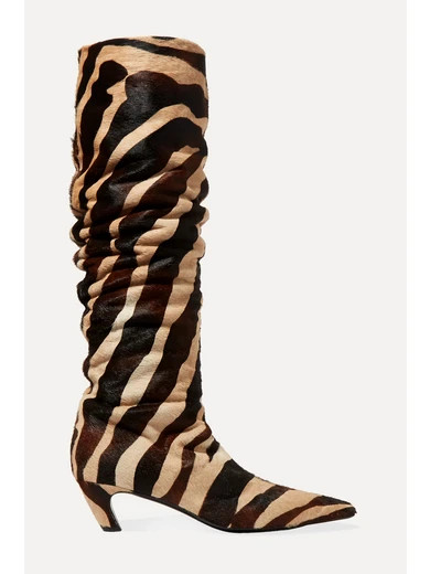 Khaite - Zebra-print Calf Hair Knee Boots - Zebra print | NET-A-PORTER (US)