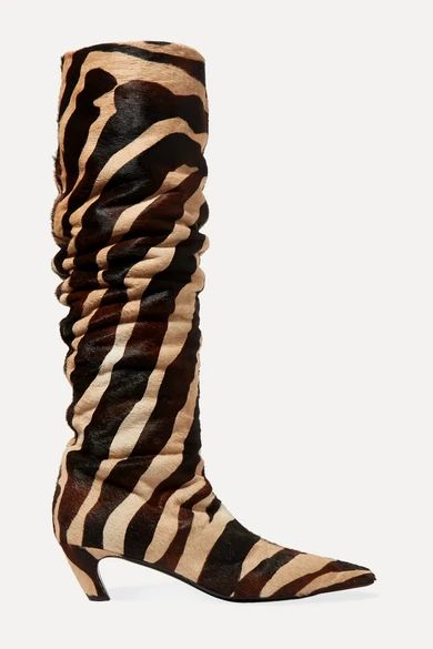 Khaite - Zebra-print Calf Hair Knee Boots - Zebra print | NET-A-PORTER (US)