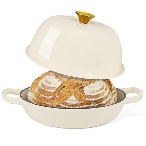 Enamelled Cast Iron Dutch Oven For Bread Baking – Dutch Oven Pot For Sourdough Bread Baking – Cast Iron Bread Pot – Dark Blue, 6 Quarts, 26cm – by Nuovva | Amazon (US)