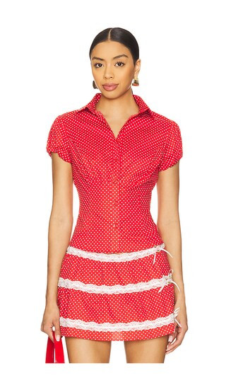 GUIZIO Liana Top Guizio in Red. - size M | Revolve Clothing (Global)