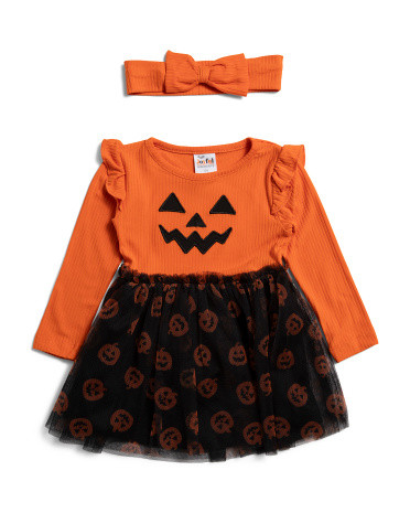 Infant Girls Pumpkin Tulle Tutu Dress | TJ Maxx