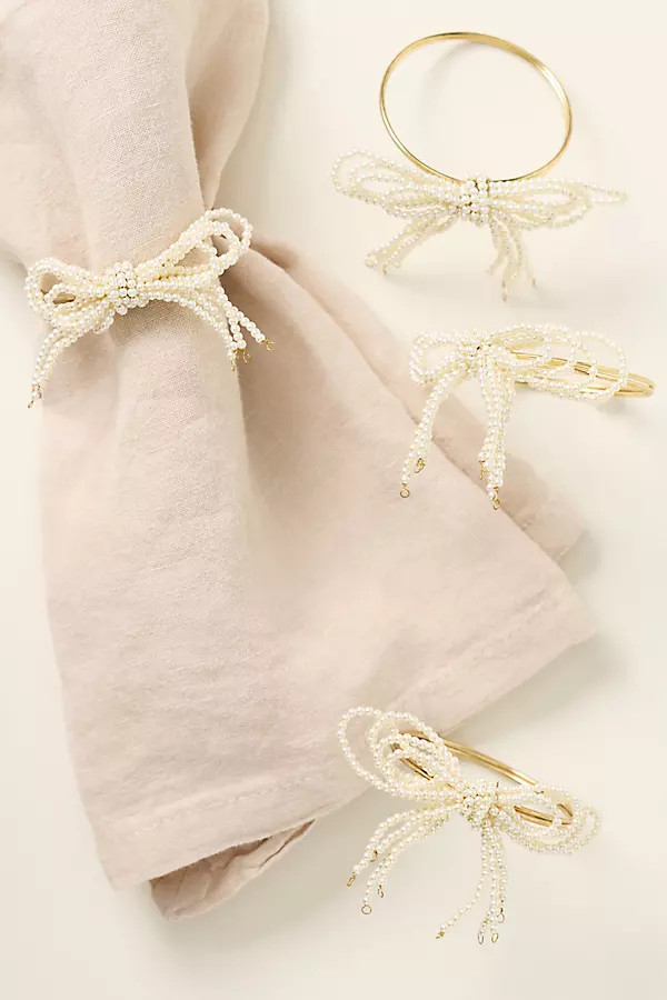 Perla Bow Napkin Rings, Set of 4 | Anthropologie (US)