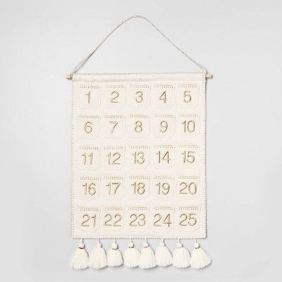 20" x 16" Fabric Wall Banner Advent Calendar with Tassels Cream/Gold - Opalhouse™ | Target