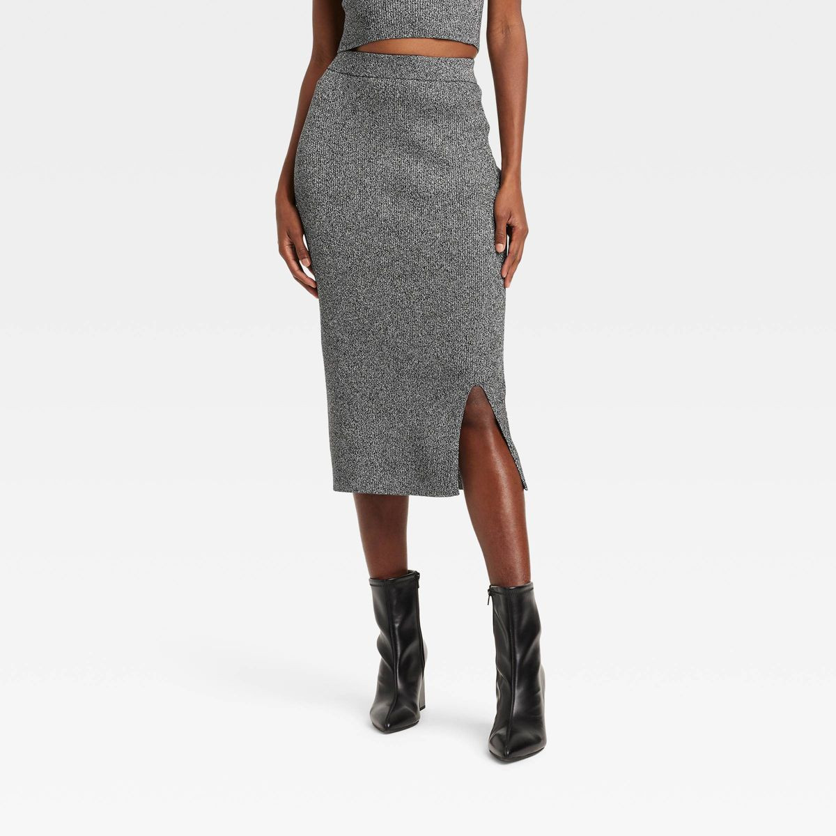 Women's Lurex Midi Sweater Skirt - A New Day™ Silver | Target