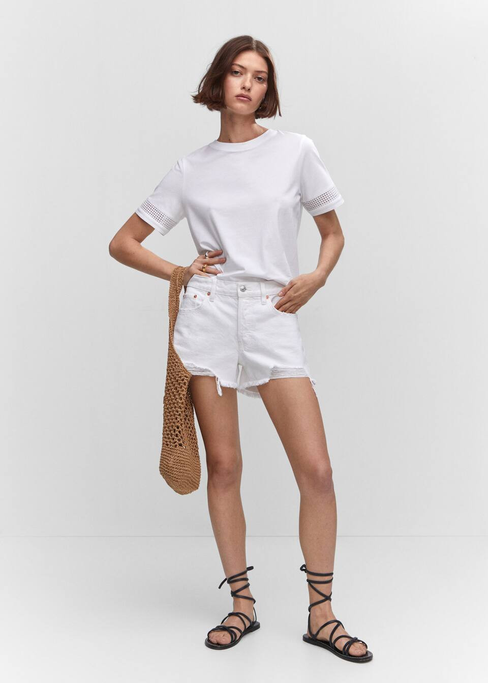 Sleeve detail t-shirt -  Women | Mango USA | MANGO (US)