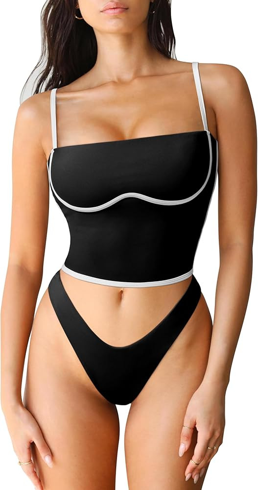 SUUKSESS Women Square Neck Longline Sports Bra Padded Basic Workout Cami Tank Top | Amazon (US)