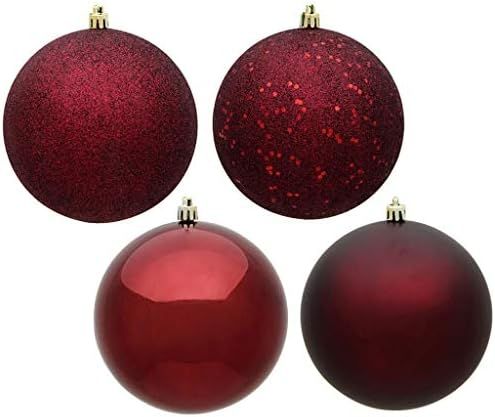 Vickerman 577547-1" Burgundy 4 Assorted Finishes Ball Christmas Tree Ornament (36 pack) (N590365-... | Amazon (US)