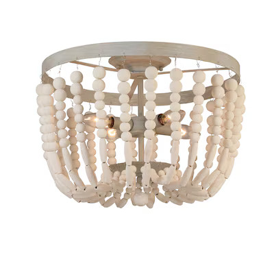 allen + roth Cait 4-Light 17-in Off White Incandescent Flush Mount Light Lowes.com | Lowe's