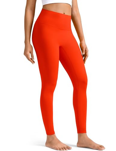 Colorfulkoala Dreamlux No Front Seam Leggings for Women 25" Inseam, High Waisted Buttery Soft 7/8 Yoga Pants (M, Cherry Tomato) | Amazon (US)