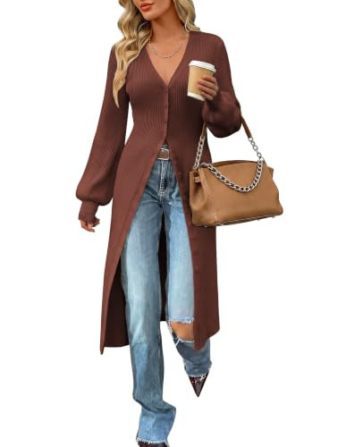 GRACE KARIN Long Cardigans for Women Lightweight Maxi Sweater Dress Brown | Amazon (US)