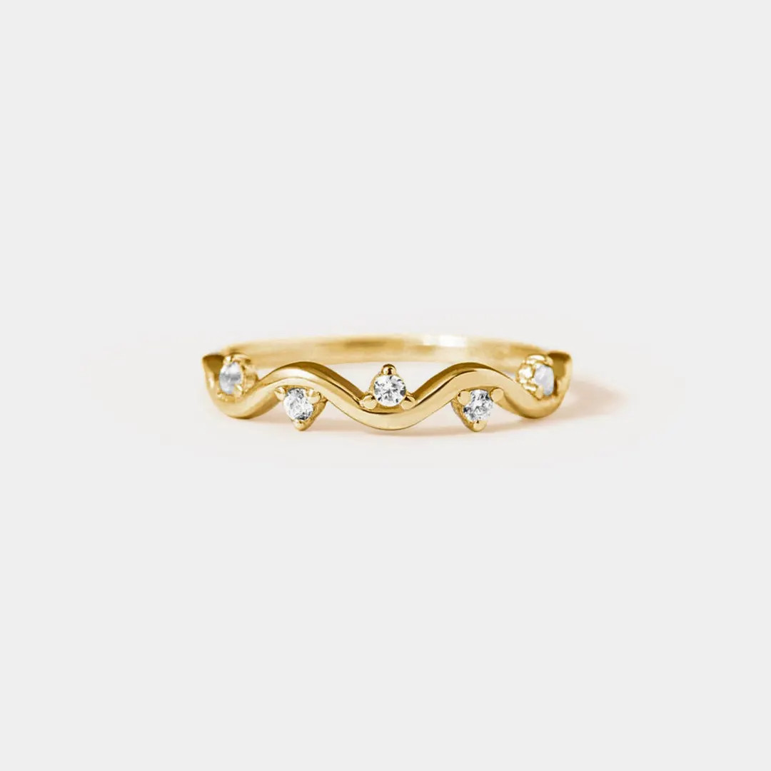 PERIMADE Gold Ocean Wave Beach Ring • Dainty Sea Wave Stacking Thin Ring • Sterling Silver Fr... | Etsy (US)