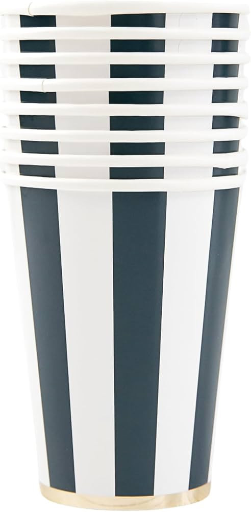 Bonjour F\u00eate Navy Blue Cabana Stripe Party Cups | Disposable Cups for Holidays, 4th of July ... | Amazon (US)