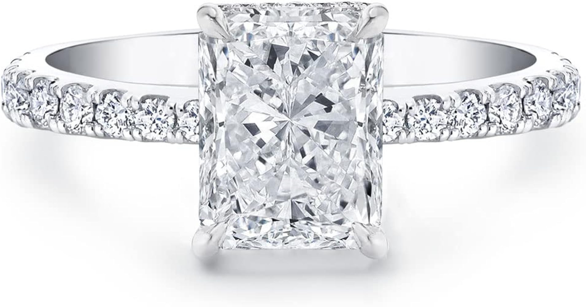 Bo.Dream 1.5/2/3 Carats Radiant Cut Cubic Zirconia CZ Engagement Rings Platinum Plated Sterling S... | Amazon (US)