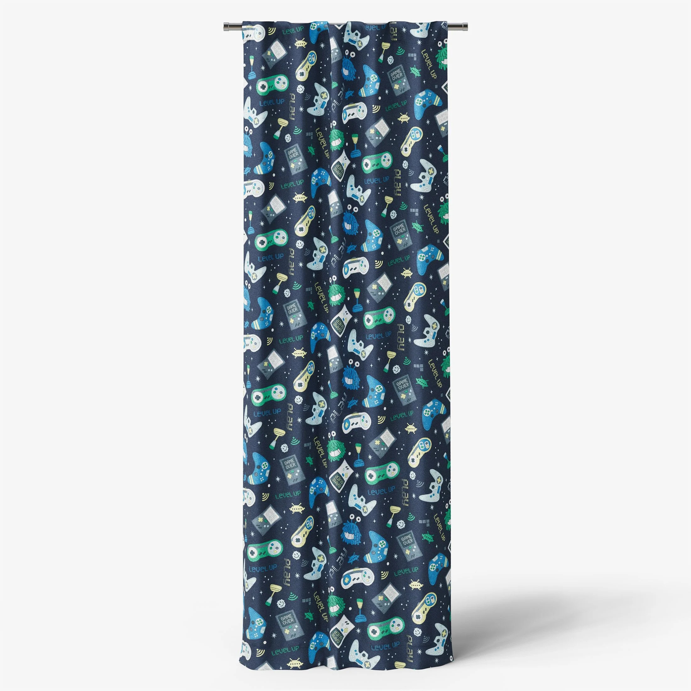 Mainstays Kids Navy Blue Printed Glow in the Dark Blackout Rod Pocket with Back Tabs Single Curta... | Walmart (US)
