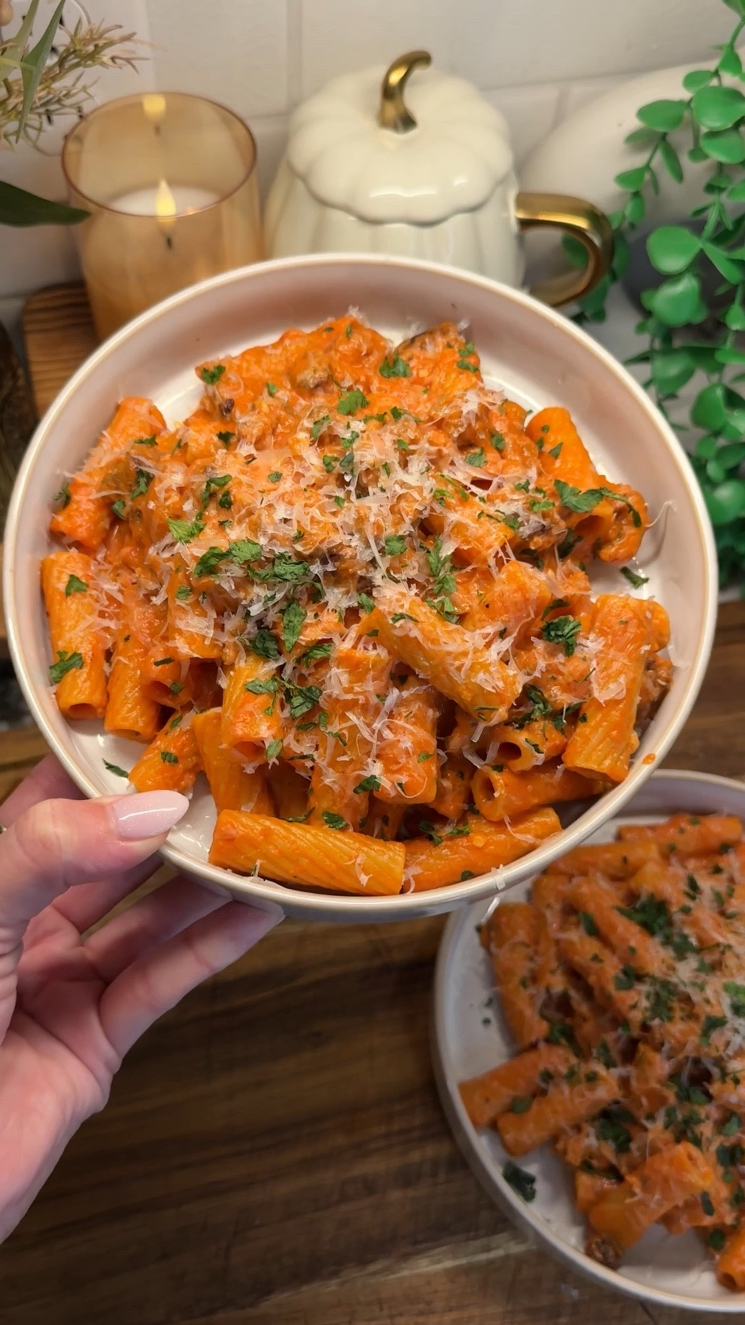 we love this creamy spicy sausage rigatoni🍝✨❤️quick, so flavorful & easy- one of the best pasta dishes you’ll make on repeat!
#kitchenfavorites #cookingessentials #kitchengadgets #bestkitchenitems

Ingredients:
- 1 tbsp olive oil
- 1 lb hot Italian sausage
- 1/2 yellow onion, diced
- 6 cloves garlic, minced
- 1 tsp salt
- 1 tsp black pepper
- 1.5 tsp Italian seasoning
- 1.5 tbsp tomato paste
- 28 oz tomato sauce
- 1/2 cup heavy cream
- 1/2 lb rigatoni pasta
- 1/4 cup freshly grated parmesan
- 1 tbsp chopped parsley

#LTKHome #LTKSeasonal #LTKFamily