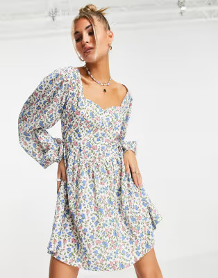 Daisy Street milkmaid corset detail mini dress in spring floral | ASOS | ASOS (Global)