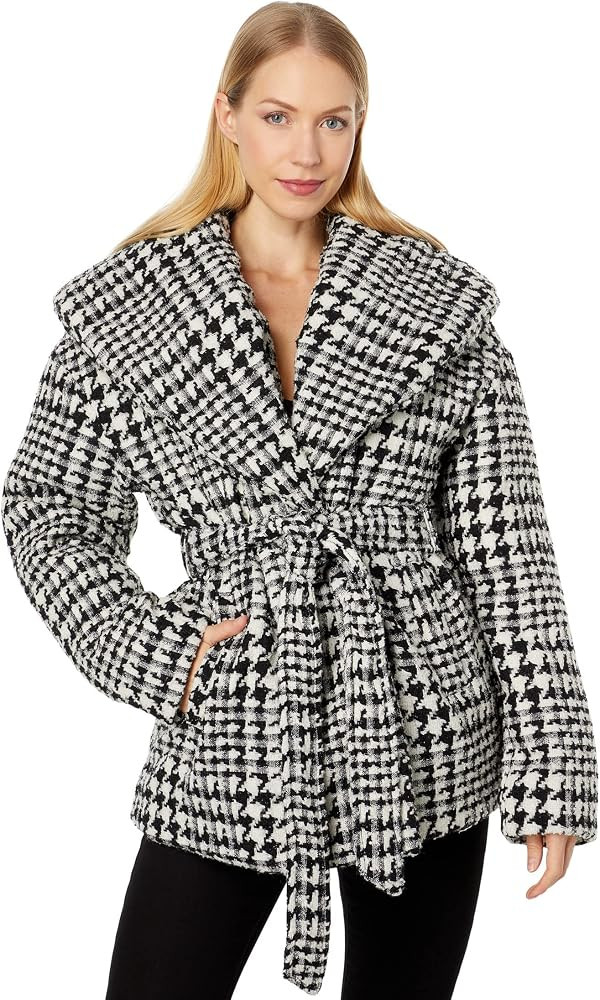 [BLANKNYC] Womens Luxury Clothing Houndstooth Puffer Wrap Coat, Comfortable & Stylish Jacket | Amazon (US)