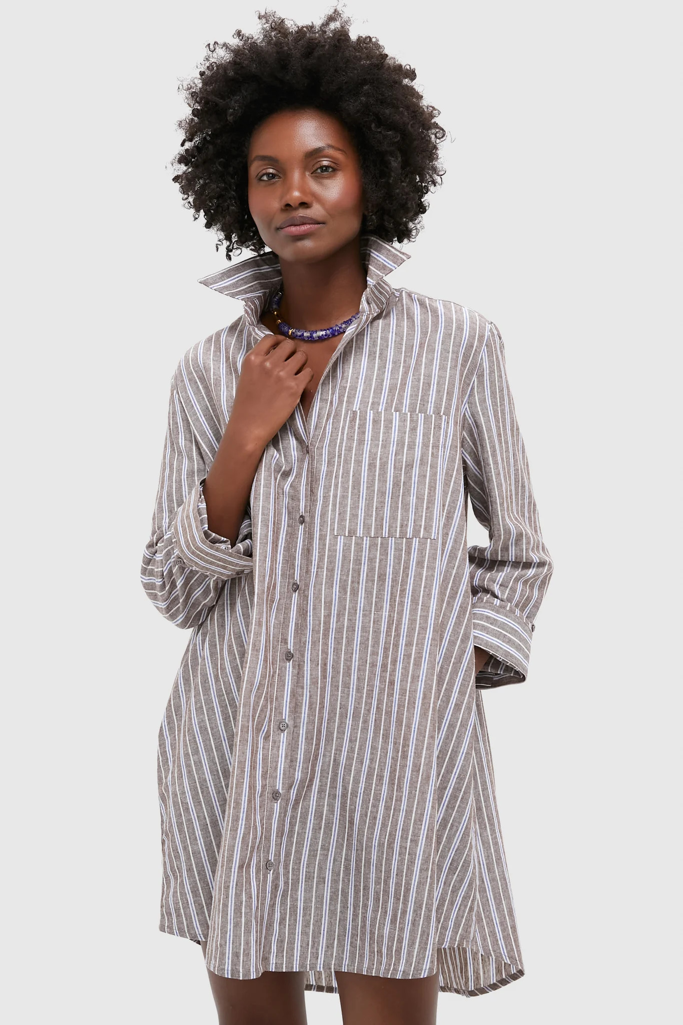 Dove Stripe Linen Carlotta Shirt Dress | Tuckernuck (US)