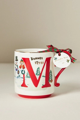 Nathalie Lete Stoneware Holiday Monogram Mug | Anthropologie (US)