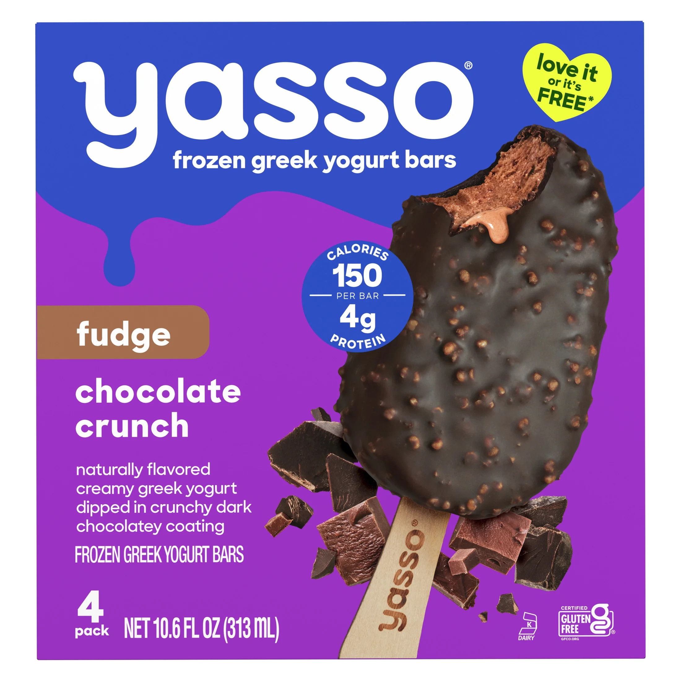Yasso Frozen Greek Yogurt Bars Fudge Chocolate Crunch Bars 4 2.65fl oz 4 bars | Walmart (US)