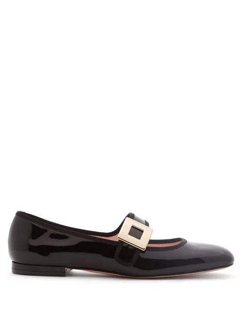Roger Vivier - Trés Vivier Babies Patent-leather Mary Jane Flats - Womens - Black | Matches (US)