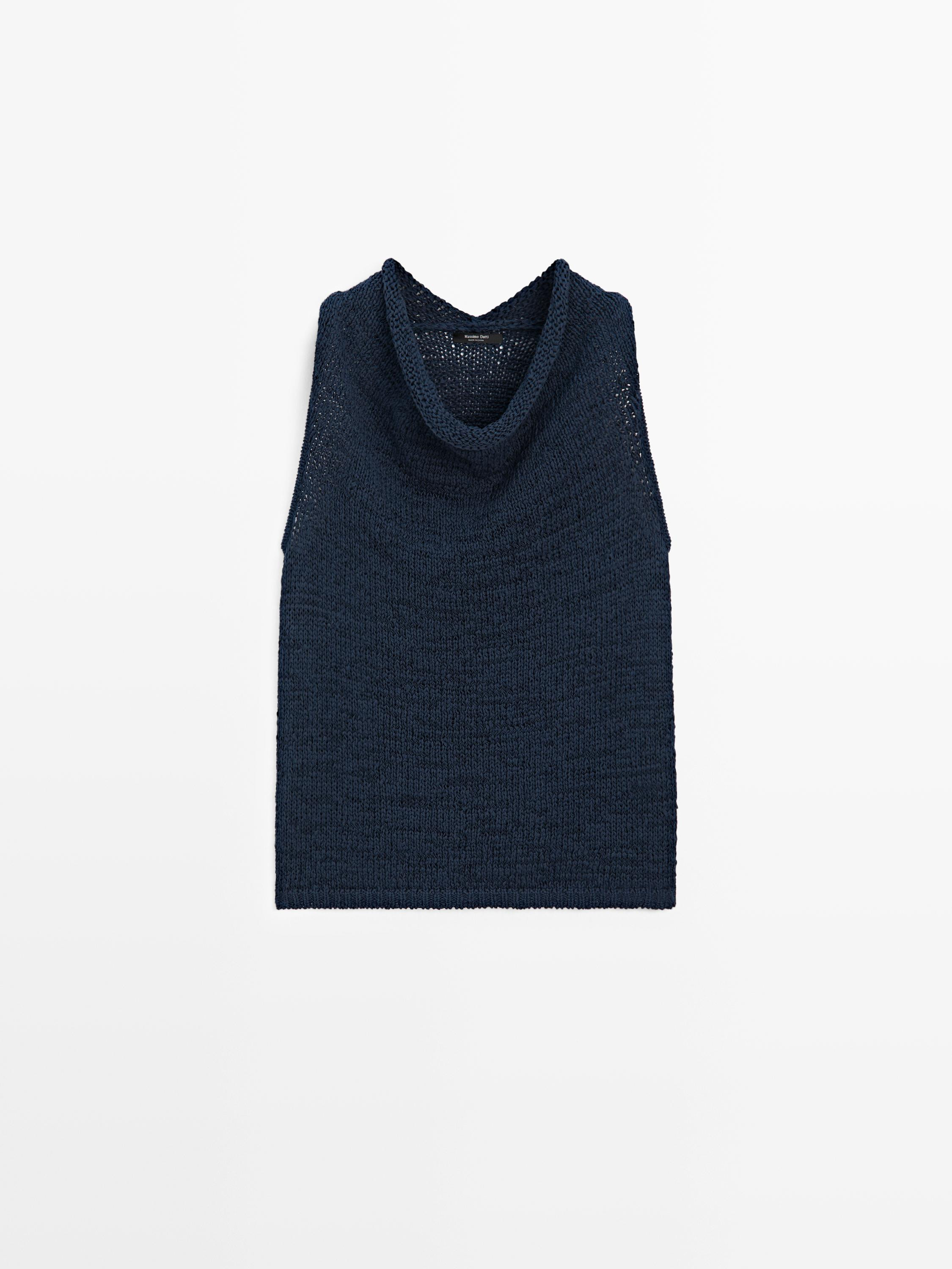 Knit top with draped neckline | Massimo Dutti UK