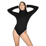 American Apparel Women's Cotton 2x2 Turtleneck Long Sleeve Bodysuit, Black, Medium | Amazon (US)