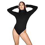American Apparel Women's Cotton 2x2 Turtleneck Long Sleeve Bodysuit, Black, X-Large | Amazon (US)