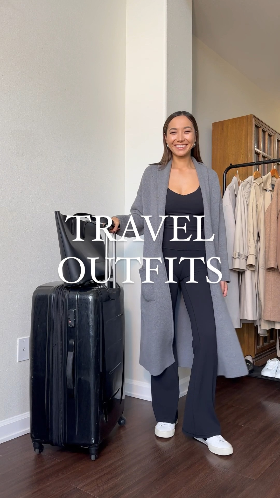 Travel outfits styling Athleta 🤍

Elation cropped top xs 
Salutation flare leggings in chocolate brown and black - xs, so comfy and I love how flattering they are + they have pockets! 
Venice flare pants - a nice thicker pants with pockets, I am wearing an xs but I should have sized down to their xxs petite ! 
Ascent seamless long sleeve - xs, soft & comfortable 
Featherless parka - xxs, lightweight & soft material 

#LTKtravel #LTKstyletip