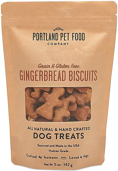 PORTLAND PET FOOD COMPANY Gingerbread Biscuits Grain-Free & Gluten-Free Dog Treats, 5-oz bag - Ch... | Chewy.com