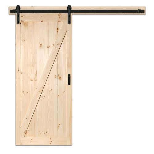 ReliaBilt 42-in x 84-in Pine Z-frame Unfinished Pine Wood Single Barn Door (Hardware Included) | Lowe's